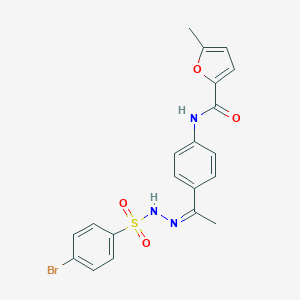 molecular formula C20H18BrN3O4S B451162 N-(4-{N-[(4-bromophenyl)sulfonyl]ethanehydrazonoyl}phenyl)-5-methyl-2-furamide 