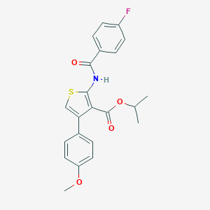 molecular formula C22H20FNO4S B451177 PROPAN-2-YL 2-(4-FLUOROBENZAMIDO)-4-(4-METHOXYPHENYL)THIOPHENE-3-CARBOXYLATE 