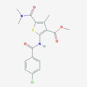 molecular formula C17H17ClN2O4S B451182 Methyl 2-[(4-chlorobenzoyl)amino]-5-[(dimethylamino)carbonyl]-4-methyl-3-thiophenecarboxylate 