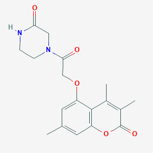 molecular formula C18H20N2O5 B4511979 4-{[(3,4,7-trimethyl-2-oxo-2H-chromen-5-yl)oxy]acetyl}piperazin-2-one 