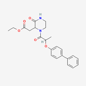 molecular formula C23H26N2O5 B4511998 Ethyl {1-[2-(biphenyl-4-yloxy)propanoyl]-3-oxopiperazin-2-yl}acetate 