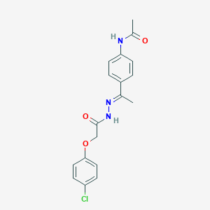 molecular formula C18H18ClN3O3 B451203 N-{4-[(1E)-1-{2-[(4-chlorophenoxy)acetyl]hydrazinylidene}ethyl]phenyl}acetamide 