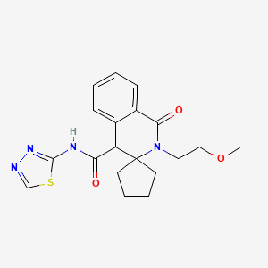 molecular formula C19H22N4O3S B4512192 2'-(2-methoxyethyl)-1'-oxo-N-(1,3,4-thiadiazol-2-yl)-1',4'-dihydro-2'H-spiro[cyclopentane-1,3'-isoquinoline]-4'-carboxamide 