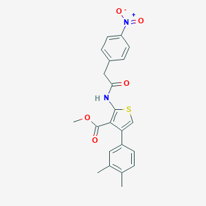 molecular formula C22H20N2O5S B451223 Methyl 4-(3,4-dimethylphenyl)-2-[({4-nitrophenyl}acetyl)amino]thiophene-3-carboxylate 