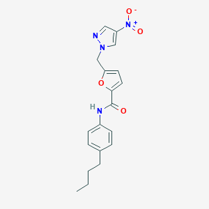 molecular formula C19H20N4O4 B451227 N-(4-BUTYLPHENYL)-5-[(4-NITRO-1H-PYRAZOL-1-YL)METHYL]-2-FURAMIDE 