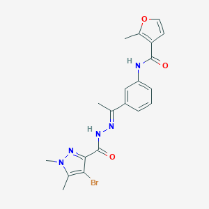 molecular formula C20H20BrN5O3 B451233 N-(3-{N-[(4-bromo-1,5-dimethyl-1H-pyrazol-3-yl)carbonyl]ethanehydrazonoyl}phenyl)-2-methyl-3-furamide 