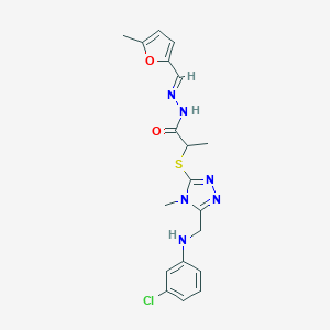 2-({5-[(3-chloroanilino)methyl]-4-methyl-4H-1,2,4-triazol-3-yl}sulfanyl)-N'-[(5-methyl-2-furyl)methylene]propanohydrazide