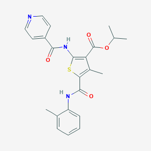 molecular formula C23H23N3O4S B451239 Isopropyl 2-(isonicotinoylamino)-4-methyl-5-(2-toluidinocarbonyl)thiophene-3-carboxylate 