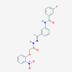 3-fluoro-N-{3-[N-({2-nitrophenoxy}acetyl)ethanehydrazonoyl]phenyl}benzamide