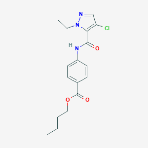 molecular formula C17H20ClN3O3 B451248 butyl 4-{[(4-chloro-1-ethyl-1H-pyrazol-5-yl)carbonyl]amino}benzoate 