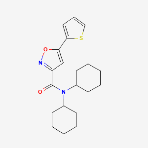 molecular formula C20H26N2O2S B4512567 N,N-dicyclohexyl-5-thiophen-2-yl-1,2-oxazole-3-carboxamide 