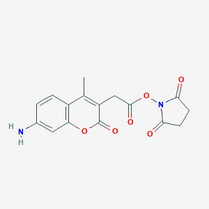 molecular formula C16H14N2O6 B045129 7-Amino-4-methyl-3-coumarinacetic acid N-succinimidyl ester CAS No. 113721-87-2