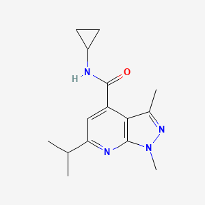 molecular formula C15H20N4O B4513039 N~4~-cyclopropyl-6-isopropyl-1,3-dimethyl-1H-pyrazolo[3,4-b]pyridine-4-carboxamide 