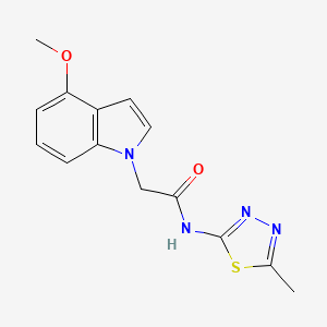 molecular formula C14H14N4O2S B4513218 2-(4-methoxy-1H-indol-1-yl)-N-(5-methyl-1,3,4-thiadiazol-2-yl)acetamide 