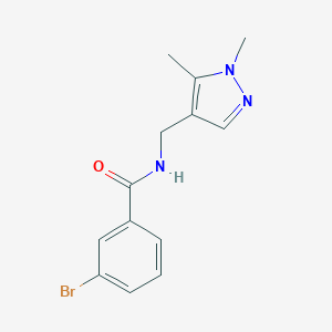 molecular formula C13H14BrN3O B451322 3-bromo-N-[(1,5-dimethyl-1H-pyrazol-4-yl)methyl]benzamide 