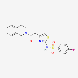 molecular formula C20H18FN3O3S2 B4513454 N-{4-[2-(3,4-dihydro-2(1H)-isoquinolinyl)-2-oxoethyl]-1,3-thiazol-2-yl}-4-fluorobenzenesulfonamide 