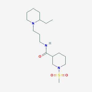 molecular formula C17H33N3O3S B4513532 N-[3-(2-ethyl-1-piperidinyl)propyl]-1-(methylsulfonyl)-3-piperidinecarboxamide 