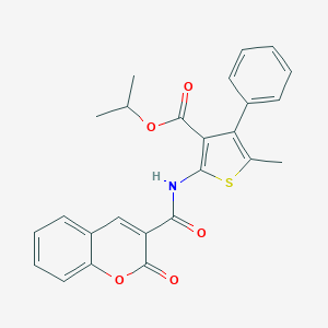 molecular formula C25H21NO5S B451361 isopropyl 5-methyl-2-{[(2-oxo-2H-chromen-3-yl)carbonyl]amino}-4-phenyl-3-thiophenecarboxylate 