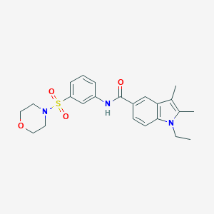 molecular formula C23H27N3O4S B451373 1-ETHYL-2,3-DIMETHYL-N-[3-(MORPHOLINOSULFONYL)PHENYL]-1H-INDOLE-5-CARBOXAMIDE 