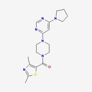 molecular formula C18H24N6OS B4513809 4-{4-[(2,4-dimethyl-1,3-thiazol-5-yl)carbonyl]-1-piperazinyl}-6-(1-pyrrolidinyl)pyrimidine 