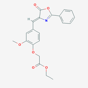 molecular formula C21H19NO6 B451382 ethyl {2-methoxy-4-[(5-oxo-2-phenyl-1,3-oxazol-4(5H)-ylidene)methyl]phenoxy}acetate 