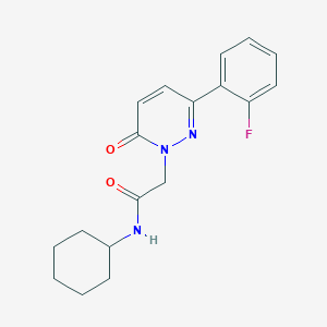 molecular formula C18H20FN3O2 B4513916 N-cyclohexyl-2-[3-(2-fluorophenyl)-6-oxo-1(6H)-pyridazinyl]acetamide 