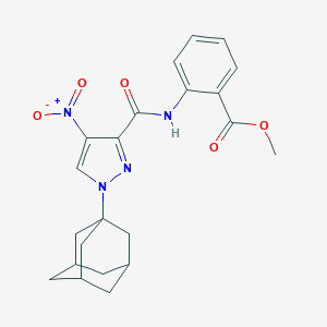 molecular formula C22H24N4O5 B451401 METHYL 2-({[1-(1-ADAMANTYL)-4-NITRO-1H-PYRAZOL-3-YL]CARBONYL}AMINO)BENZOATE 