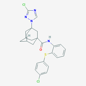 molecular formula C25H24Cl2N4OS B451409 N~1~-{2-[(4-CHLOROPHENYL)SULFANYL]PHENYL}-3-(3-CHLORO-1H-1,2,4-TRIAZOL-1-YL)-1-ADAMANTANECARBOXAMIDE 