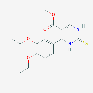 molecular formula C18H24N2O4S B451415 Methyl 4-(3-ethoxy-4-propoxyphenyl)-6-methyl-2-thioxo-1,2,3,4-tetrahydro-5-pyrimidinecarboxylate 