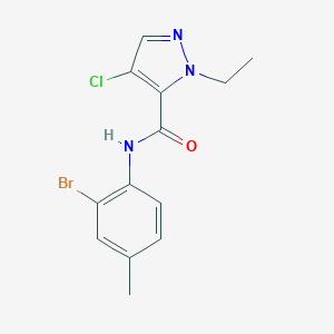 molecular formula C13H13BrClN3O B451417 N-(2-bromo-4-methylphenyl)-4-chloro-1-ethyl-1H-pyrazole-5-carboxamide 