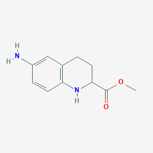 molecular formula C11H14N2O2 B045143 Methyl 6-amino-1,2,3,4-tetrahydroquinoline-2-carboxylate CAS No. 112089-61-9