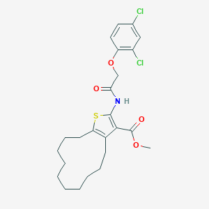 molecular formula C24H29Cl2NO4S B451460 Methyl 2-{[(2,4-dichlorophenoxy)acetyl]amino}-4,5,6,7,8,9,10,11,12,13-decahydrocyclododeca[b]thiophene-3-carboxylate 