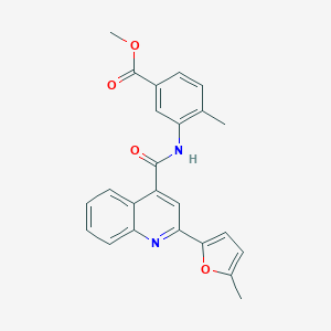 molecular formula C24H20N2O4 B451461 METHYL 4-METHYL-3-[2-(5-METHYLFURAN-2-YL)QUINOLINE-4-AMIDO]BENZOATE 