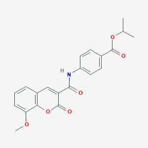 molecular formula C21H19NO6 B451481 PROPAN-2-YL 4-(8-METHOXY-2-OXO-2H-CHROMENE-3-AMIDO)BENZOATE 