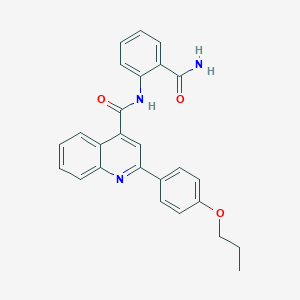 molecular formula C26H23N3O3 B451489 N-(2-carbamoylphenyl)-2-(4-propoxyphenyl)quinoline-4-carboxamide 