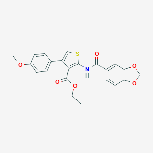 molecular formula C22H19NO6S B451496 ETHYL 2-(2H-1,3-BENZODIOXOLE-5-AMIDO)-4-(4-METHOXYPHENYL)THIOPHENE-3-CARBOXYLATE 