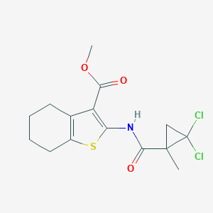 molecular formula C15H17Cl2NO3S B451503 Methyl 2-{[(2,2-dichloro-1-methylcyclopropyl)carbonyl]amino}-4,5,6,7-tetrahydro-1-benzothiophene-3-carboxylate 
