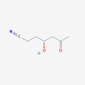 molecular formula C7H11NO2 B045151 (4R)-4-Hydroxy-6-oxoheptanenitrile CAS No. 119136-80-0