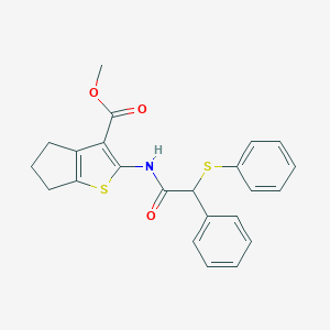 molecular formula C23H21NO3S2 B451510 methyl 2-{[phenyl(phenylsulfanyl)acetyl]amino}-5,6-dihydro-4H-cyclopenta[b]thiophene-3-carboxylate 