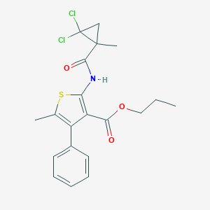 molecular formula C20H21Cl2NO3S B451527 Propyl 2-{[(2,2-dichloro-1-methylcyclopropyl)carbonyl]amino}-5-methyl-4-phenyl-3-thiophenecarboxylate 