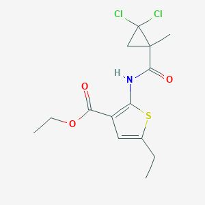 molecular formula C14H17Cl2NO3S B451562 Ethyl 2-{[(2,2-dichloro-1-methylcyclopropyl)carbonyl]amino}-5-ethyl-3-thiophenecarboxylate 