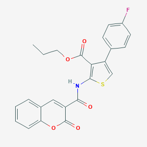 molecular formula C24H18FNO5S B451569 propyl 4-(4-fluorophenyl)-2-{[(2-oxo-2H-chromen-3-yl)carbonyl]amino}-3-thiophenecarboxylate 
