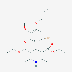 molecular formula C23H30BrNO6 B451572 Diethyl 4-(2-bromo-5-methoxy-4-propoxyphenyl)-2,6-dimethyl-1,4-dihydro-3,5-pyridinedicarboxylate 