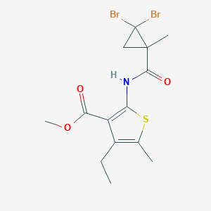 molecular formula C14H17Br2NO3S B451576 Methyl 2-{[(2,2-dibromo-1-methylcyclopropyl)carbonyl]amino}-4-ethyl-5-methylthiophene-3-carboxylate 