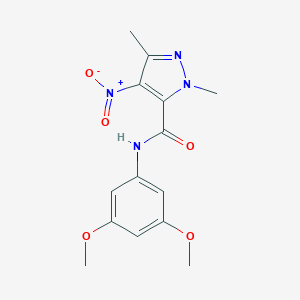 molecular formula C14H16N4O5 B451581 N-(3,5-dimethoxyphenyl)-1,3-dimethyl-4-nitro-1H-pyrazole-5-carboxamide 