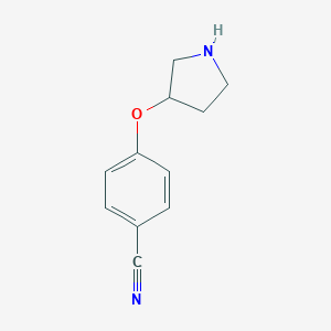 molecular formula C11H12N2O B045160 S-4-(3-PYRROLIDINYLOXY)-BENZONITRILE CAS No. 124731-65-3