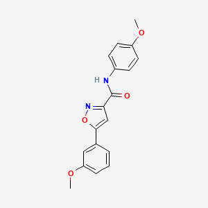 molecular formula C18H16N2O4 B4516169 5-(3-methoxyphenyl)-N-(4-methoxyphenyl)-1,2-oxazole-3-carboxamide 