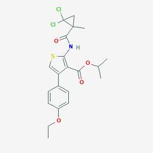 molecular formula C21H23Cl2NO4S B451623 Isopropyl 2-{[(2,2-dichloro-1-methylcyclopropyl)carbonyl]amino}-4-(4-ethoxyphenyl)-3-thiophenecarboxylate 