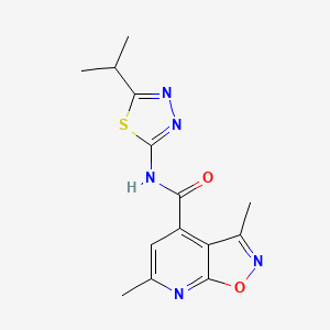molecular formula C14H15N5O2S B4516435 3,6-dimethyl-N-[(2E)-5-(propan-2-yl)-1,3,4-thiadiazol-2(3H)-ylidene][1,2]oxazolo[5,4-b]pyridine-4-carboxamide 