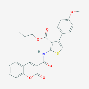 molecular formula C25H21NO6S B451645 propyl 4-(4-methoxyphenyl)-2-{[(2-oxo-2H-chromen-3-yl)carbonyl]amino}-3-thiophenecarboxylate 
